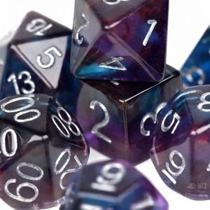 DND Dice Set - Dark Reflections - 7 Resin Dice - Fantasy‎ RPG Tabletop Gaming